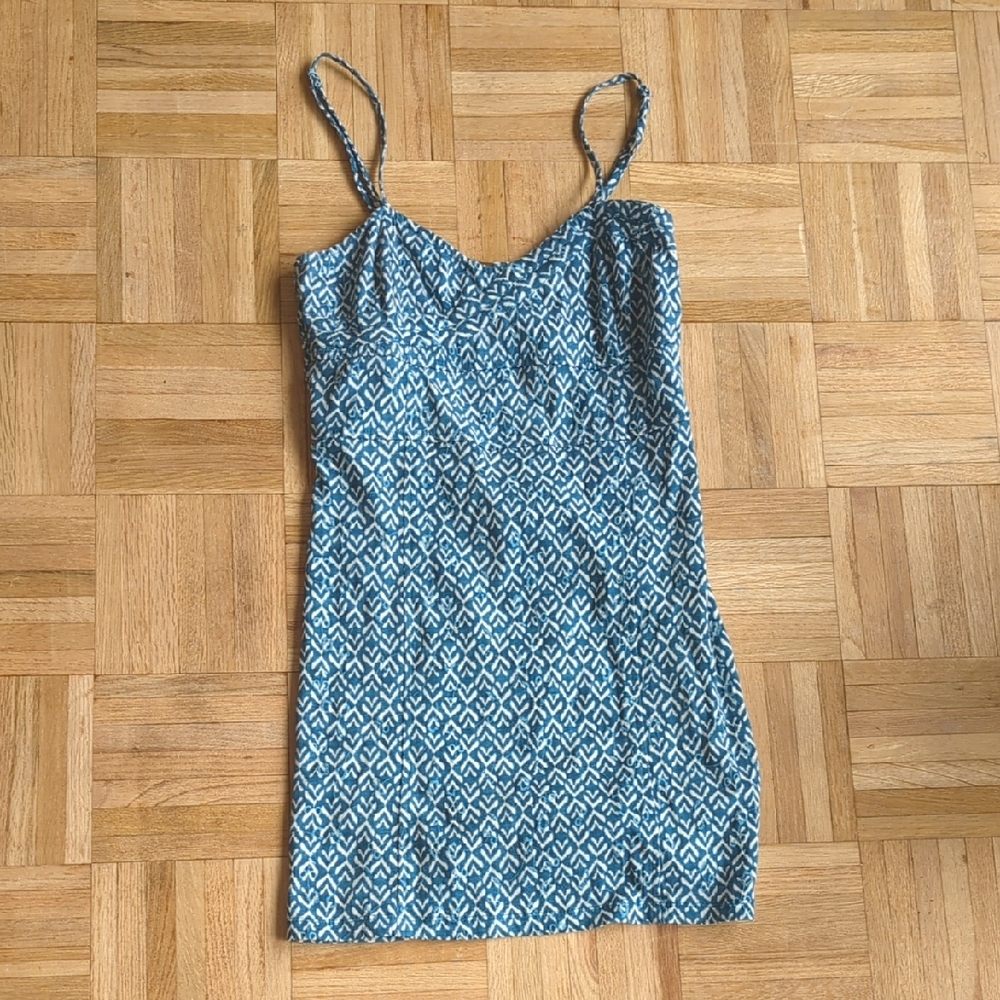 Free People Teal and White Eyelet Mini Dress